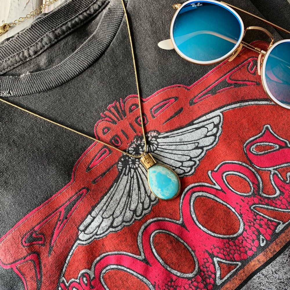 VINTAGE GUCCI GG TURQUOISE TEARDROP PENDANT NECKLACE
